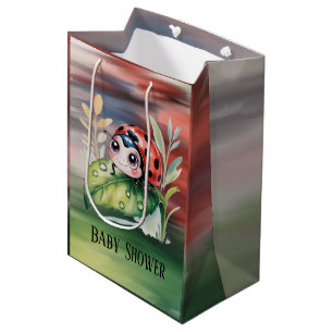 Cute Ladybug Girl Baby Shower Medium Gift Bag