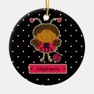 Cute ladybug girl polkadots personalized ornament