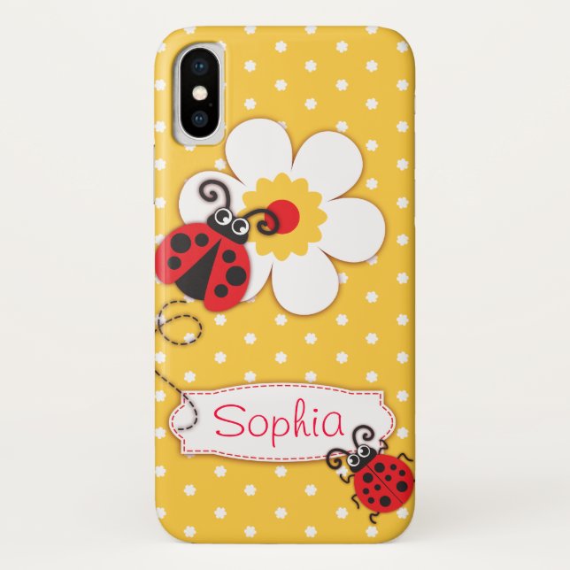 Cute ladybug girls name yellow Case-Mate iPhone case (Back)