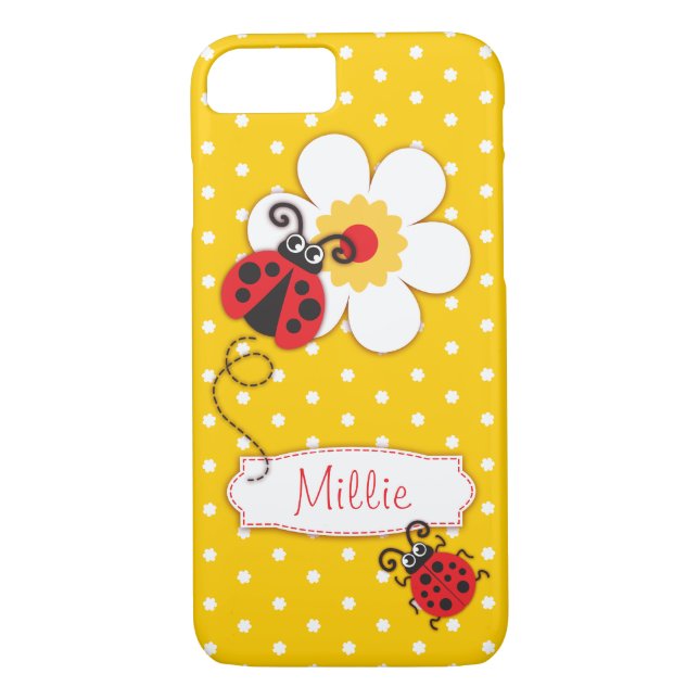 Cute ladybug girls name yellow iPhone 7 case (Back)