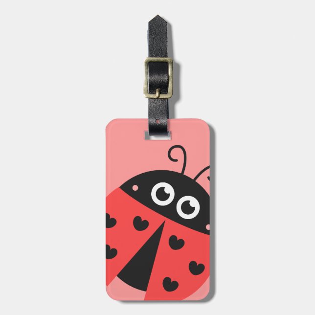 Cute Ladybug Girls Personalized Luggage Tag (Front Vertical)