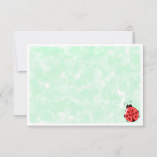 Cute Ladybug Green Watercolor Background Blank Card