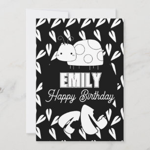 Cute Ladybug Hearts Colouring Birthday Party Holiday Card