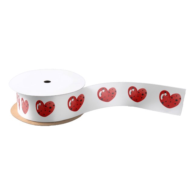Cute Ladybug Hearts Satin Ribbon (Spool)