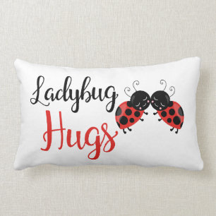 Cute Ladybug hugs girls room decor pillow