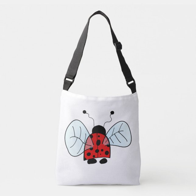 Cute Ladybug Illustration Crossbody Bag (Front)