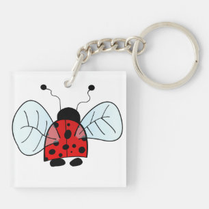 Cute Ladybug Illustration Keychain