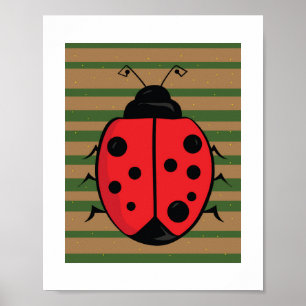 Cute Ladybug Illustration   Kids Room Poster Print