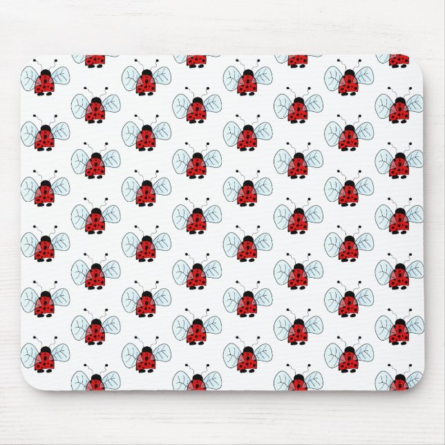 Cute Ladybug Illustration Mouse Pad (Front)