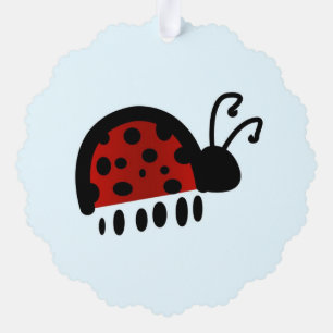 Cute Ladybug Illustration Ornament Card