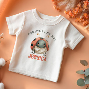 Cute Ladybug Illustration Pastel Watercolor Name  Baby T-Shirt