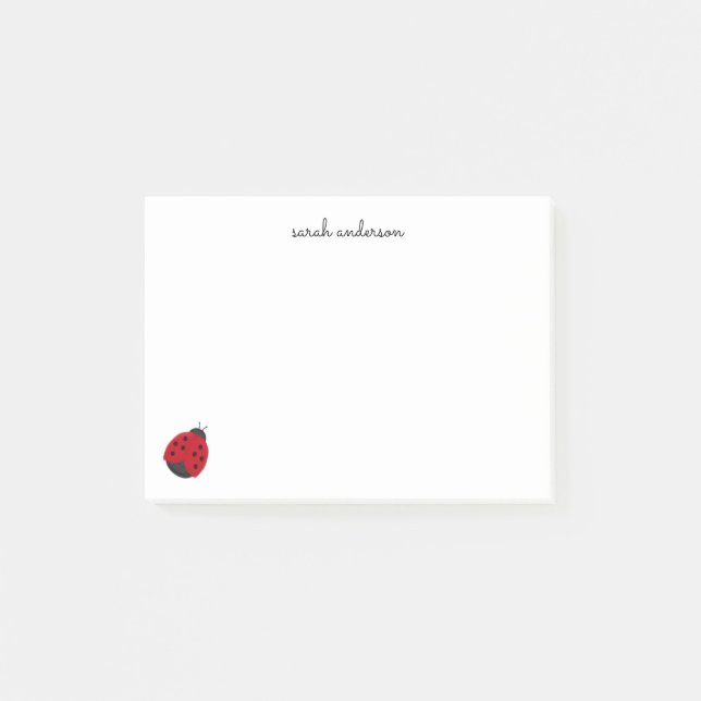 Cute Ladybug Kids Personalized Post-it Notes (Front)