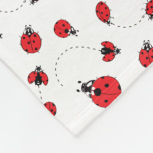 Cute Ladybug / Ladybird Illustration Pattern  Fleece Blanket