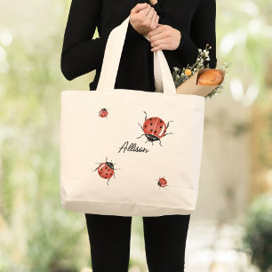 Cute Ladybug Large Tote Bag