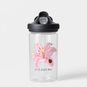 Cute ladybug lily flower school kids girly water bottle