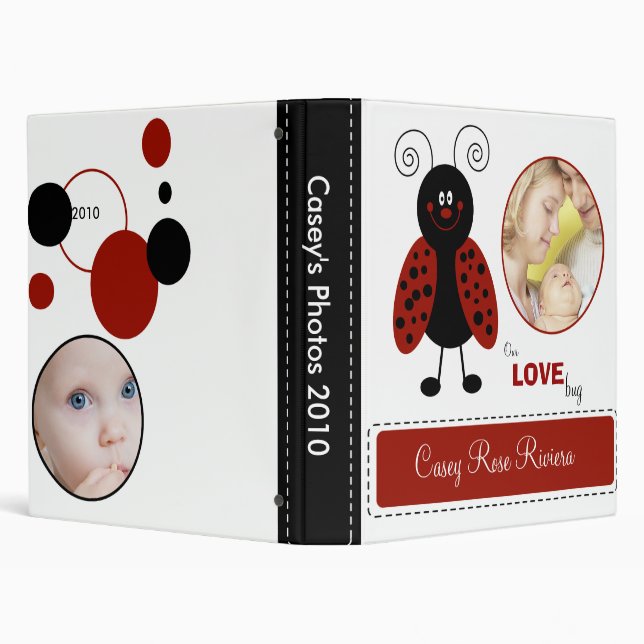 Cute Ladybug LOVE BUG black & red Photo Album #2 Binder (Background)