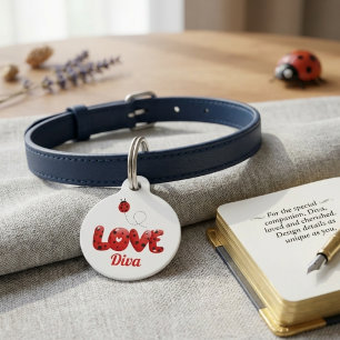 Cute Ladybug "LOVE" Personalized Dog & Cat ID Tag