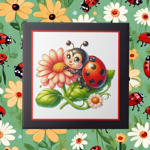 Cute ladybug lovers crafting tile