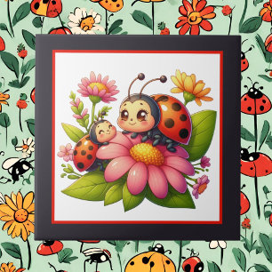Cute ladybug lovers crafting  tile