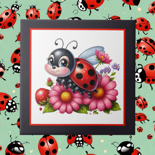 Cute ladybug lovers crafting tile