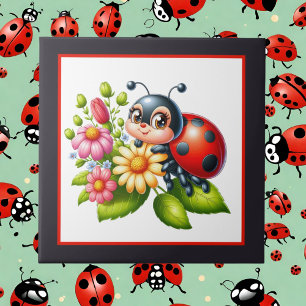 Cute ladybug lovers crafting  tile
