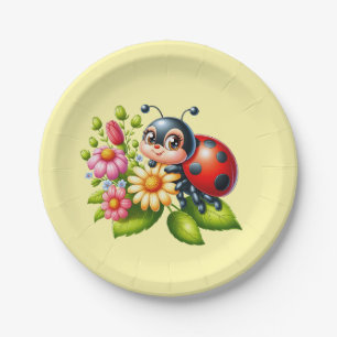 Cute ladybug lovers insect paper plate