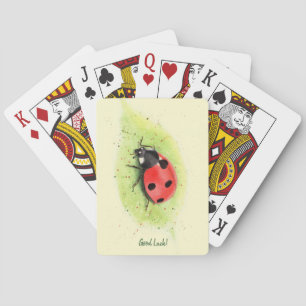 Cute Ladybug on a leaf Photo Block Playing Cards