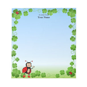 Cute Ladybug on Light Blue Notepad