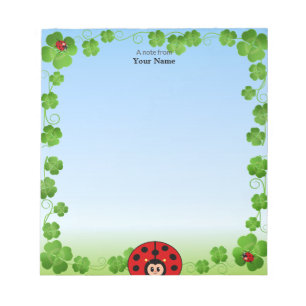 Cute Ladybug on Light Blue Notepad