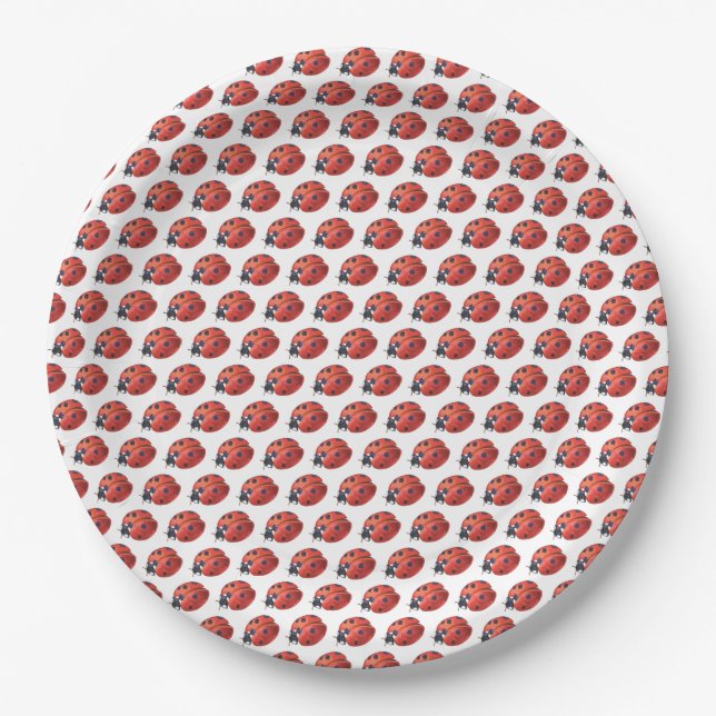 Cute Ladybug Pattern Paper Plates (Front)