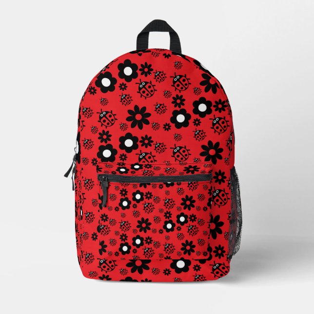 Cute ladybug Patterned Printed Backpack (Front)