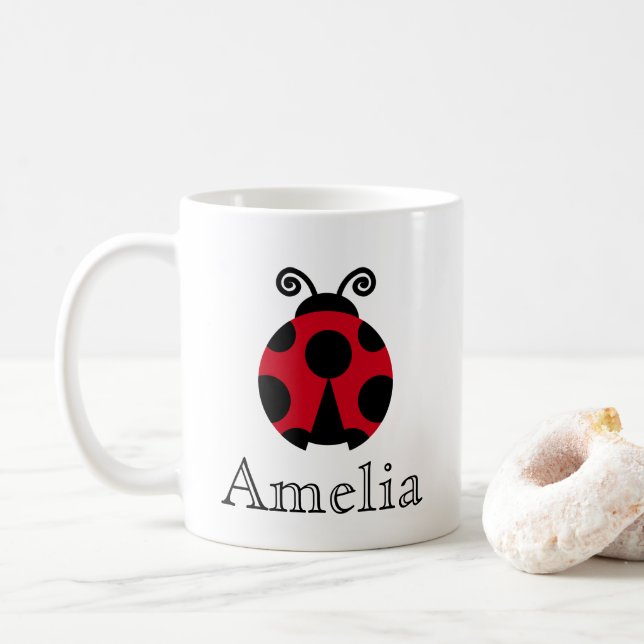 Cute Ladybug Personalized  Coffee Mug (With Donut)