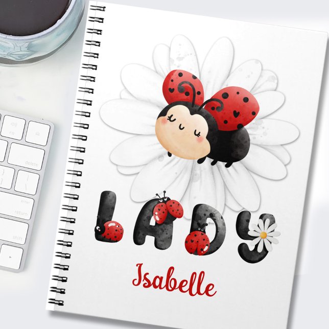 Cute Ladybug Personalized Girl Notebook  (Cute Ladybug Name Girl Notebook)