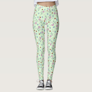 Cute Ladybug Polka dot Daisy Flower Rustic Pattern Leggings