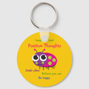 Cute Ladybug "Positive Thoughts" Keychain