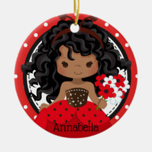 Cute Ladybug Princess Personalized Ceramic Ornamen Ornament