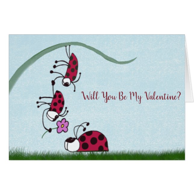 Cute Ladybug Professing His Love Painting (Front Horizontal)