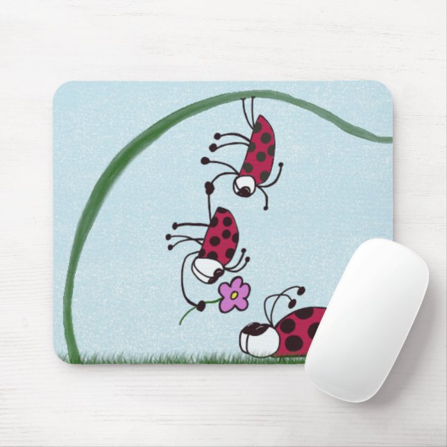 Cute Ladybug Professing His Love Painting Mouse Pad (With Mouse)