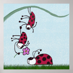 Cute Ladybug Professing His Love Painting Poster