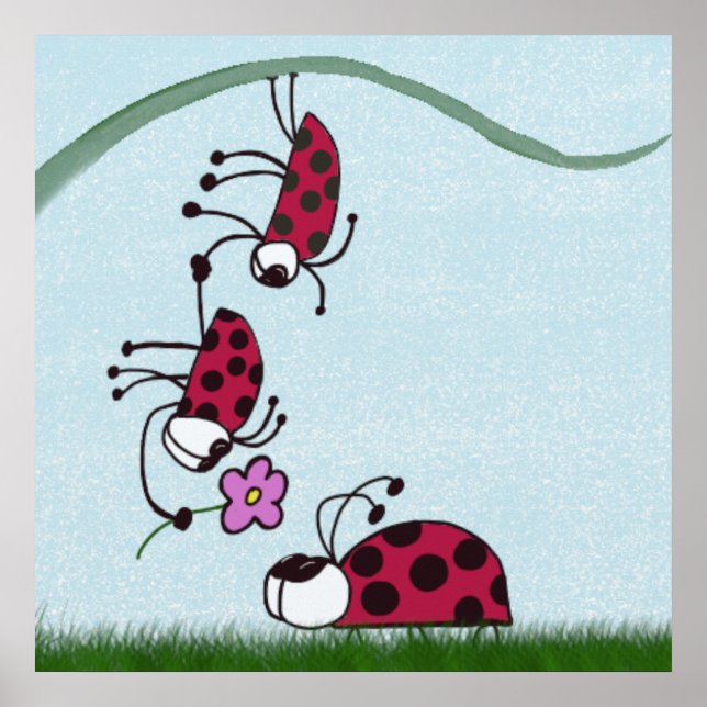 Cute Ladybug Professing His Love Painting Poster (Front)