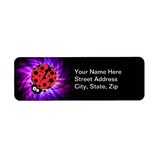 Cute Ladybug; Purple Return Address Label