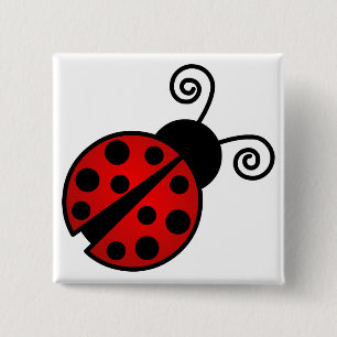 Cute Ladybug - Red and Black 2 Inch Square Button