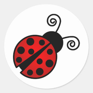 Cute Ladybug - Red and Black Classic Round Sticker