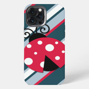 Cute Ladybug Red White Blue Stripes Pattern iPhone 13 Pro Max Case
