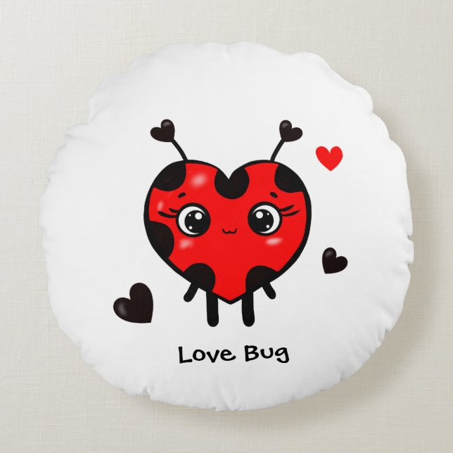 Cute ladybug round pillow (Front)