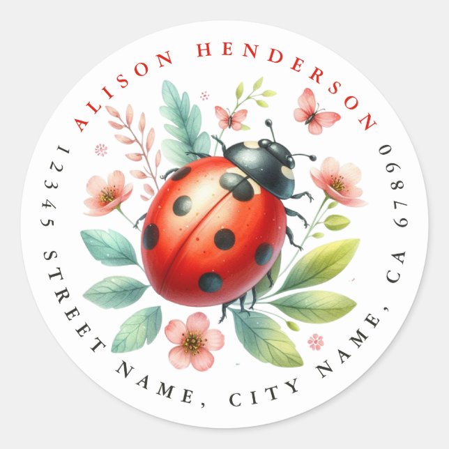 Cute Ladybug Round Stickers (Front)