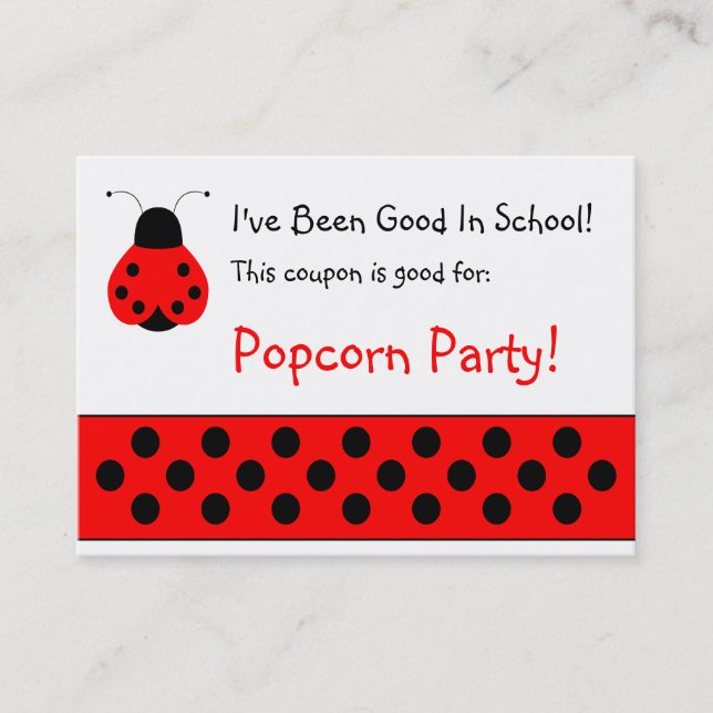 Cute Ladybug School Coupon (Front)
