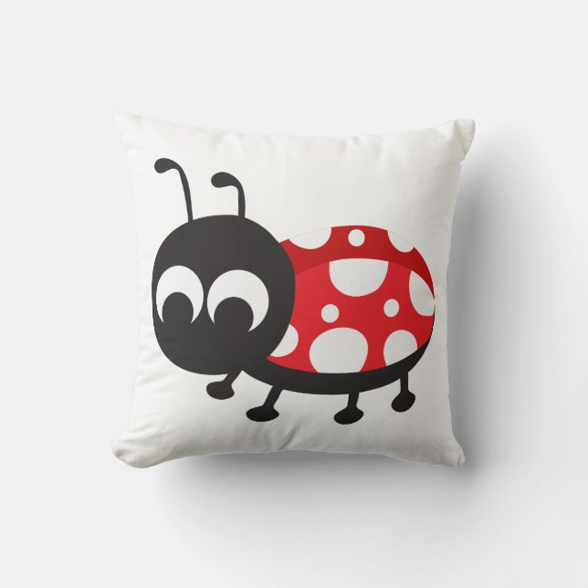 Cute Ladybug Throw Pillow (Front)