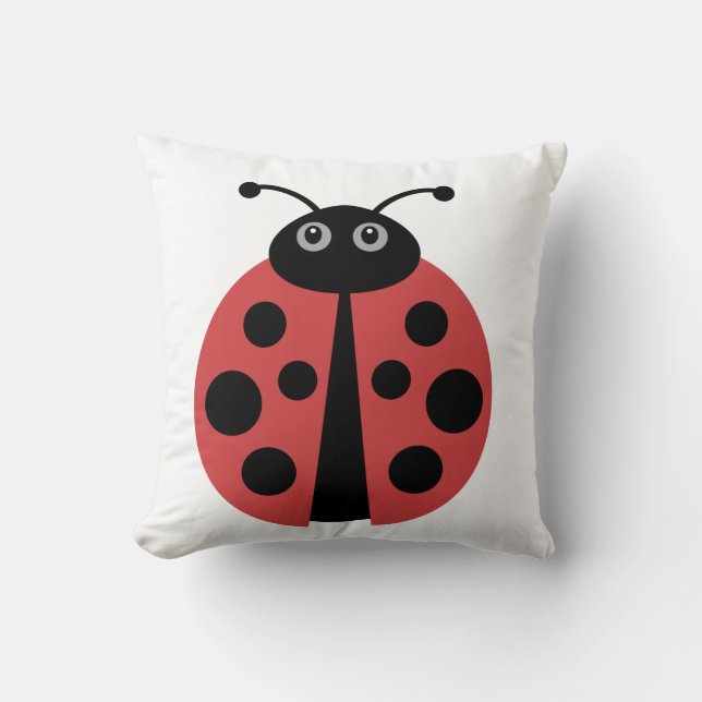 Cute Ladybug Throw Pillow (Front)