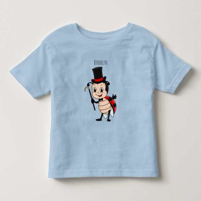 Cute ladybug with top hat and tie cartoon (Front)